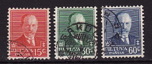 Литва, 1934, 60-летие президента А.Сметаны, 3 марки